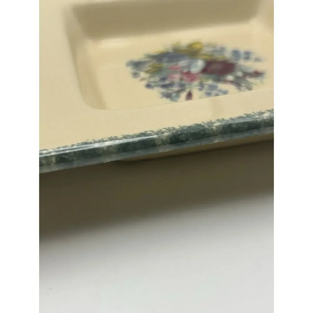 Home Garden Party Serving Tray Stoneware Collection Floral Print 3 Section